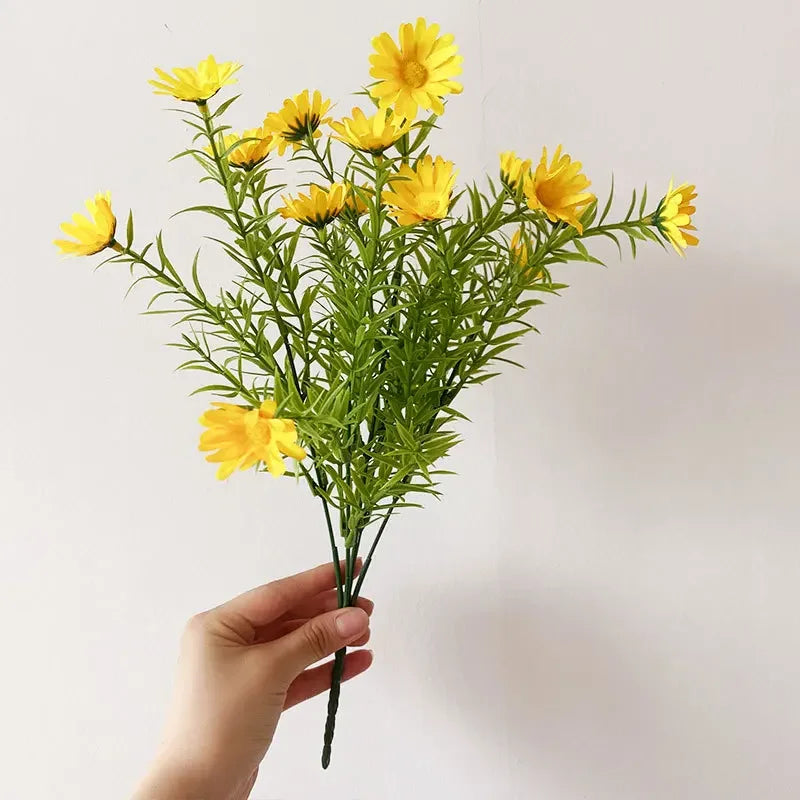 38CM Realistic 15-Head Daisy Chrysanthemum Artificial Flower Bouquet for Home Decor and Wedding Photography Props
