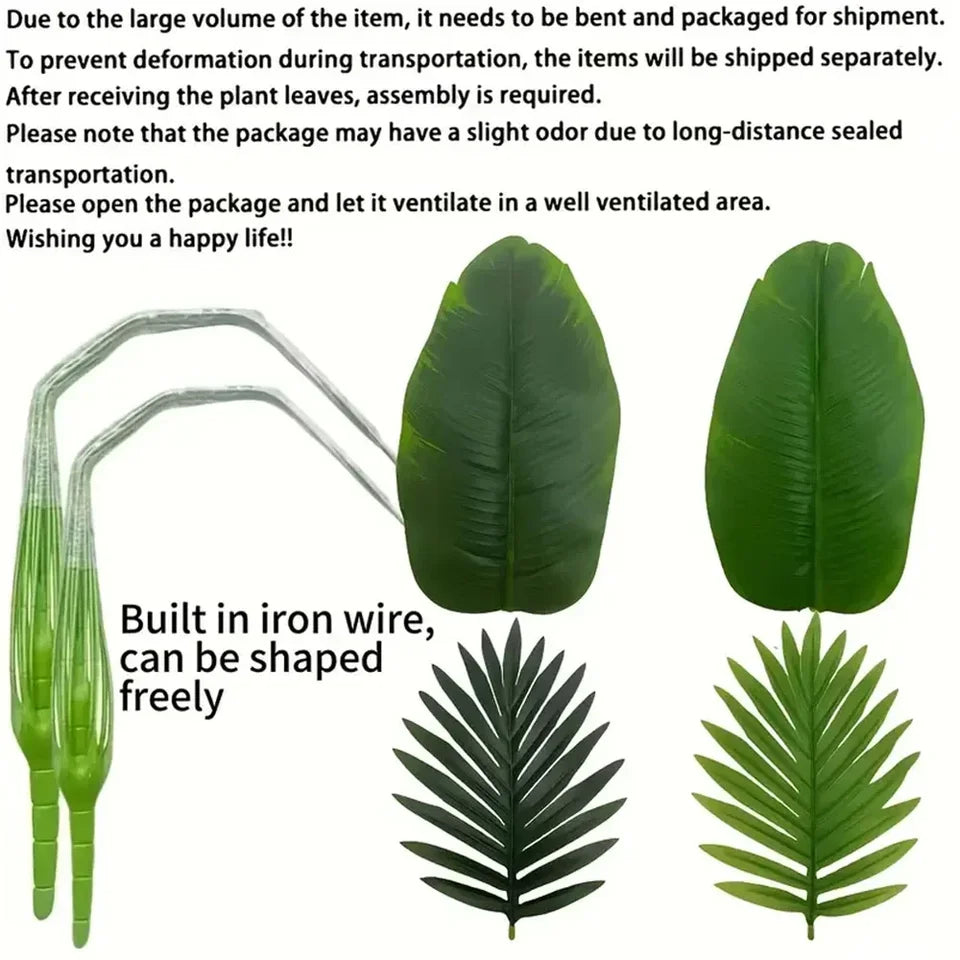 Artificial Monstera Palm Tree Realistic Plastic Green Plant for Home Office Wedding Christmas Without Flower pots