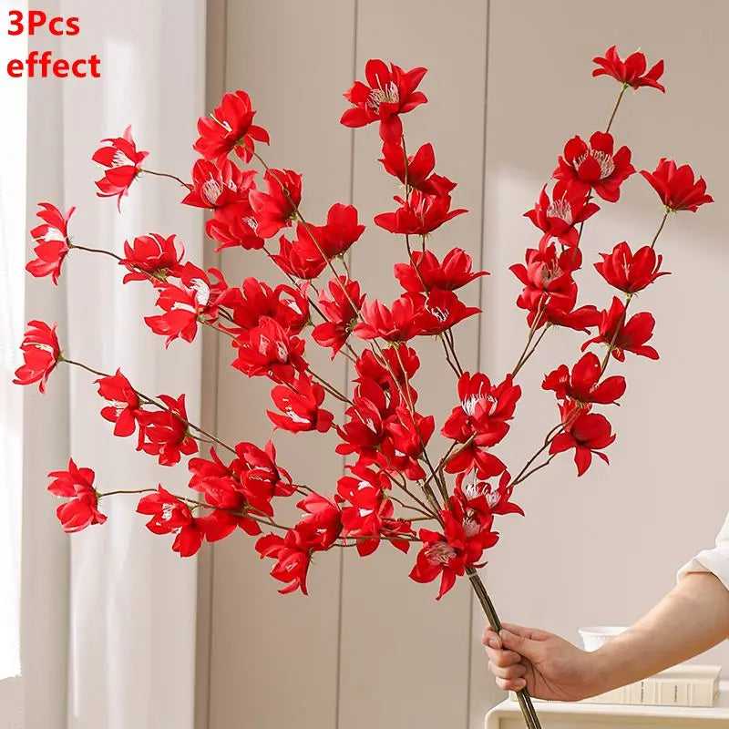 1/3Pcs Sakura Artificial Flowers Bouquet for Garden Party Wedding Marriage Decor Home Room Decor Fake Flowers Vase Ornaments