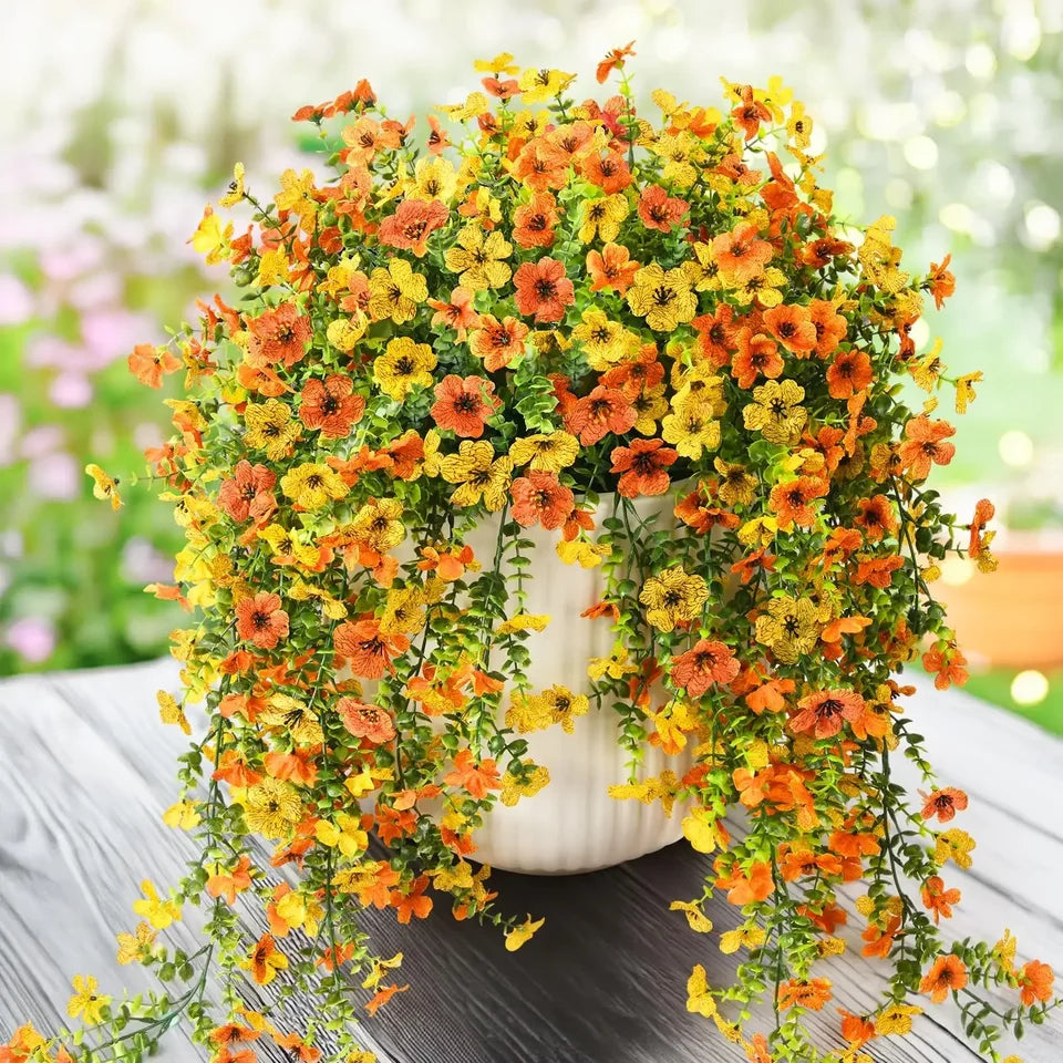 2PCS Artificial Hanging Flowers Silk Daisy Eucalyptus Garland for Outdoor Indoor Home Room Yard Decor Spring Summer Fake Plants