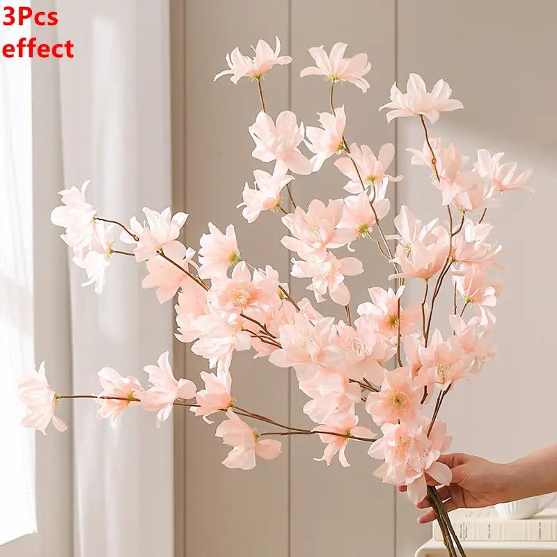 1/3Pcs Sakura Artificial Flowers Bouquet for Garden Party Wedding Marriage Decor Home Room Decor Fake Flowers Vase Ornaments
