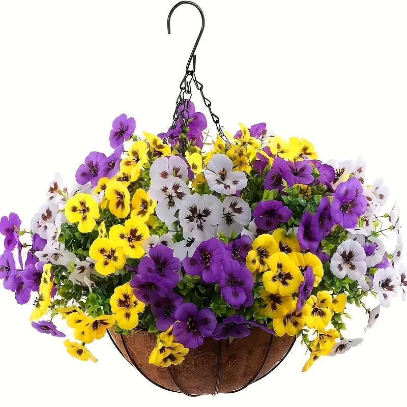 12pc Artificial Pansy Flowers Spring Flower for Outside Planter Front Door Porch Yard Patio Window Box Home Outdoor Garden Decor