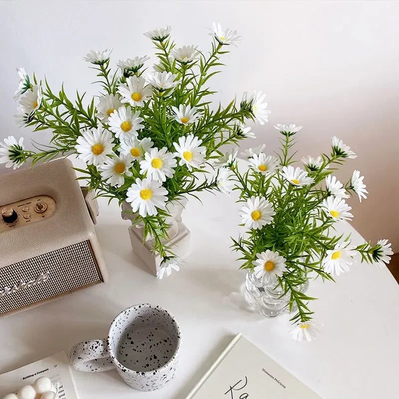 38CM Realistic 15-Head Daisy Chrysanthemum Artificial Flower Bouquet for Home Decor and Wedding Photography Props