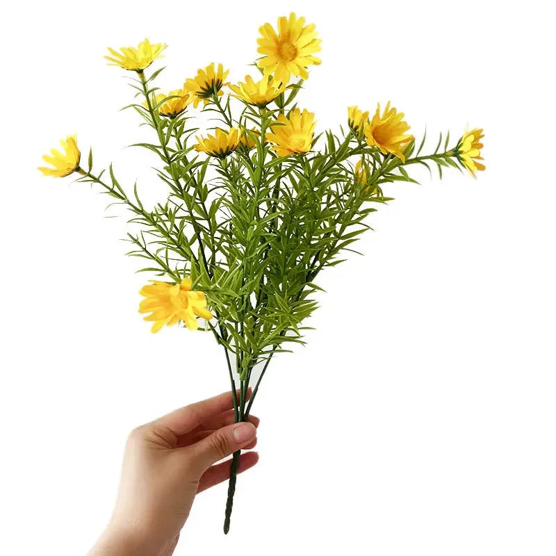 38CM Realistic 15-Head Daisy Chrysanthemum Artificial Flower Bouquet for Home Decor and Wedding Photography Props