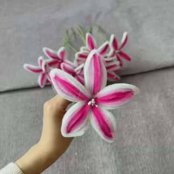 5Pcs Lily DIY Flower Calla Chenille Stems Fluffy Wire Pipe Cleaners Twist Stick Children Educational Toys Creative Handcraft